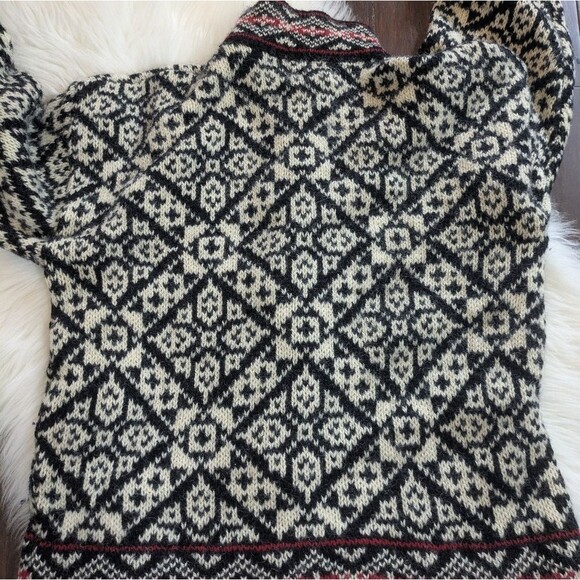 Vintage LL Bean Nordic Fair Isle Cardigan Sweater Silver Buttons Large Made USA - Picture 8 of 8